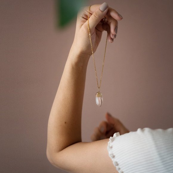 AYANA Clear Quartz Pendant Necklace for Women: A Handmade, Ethically Sourced - Picture 7 of 10